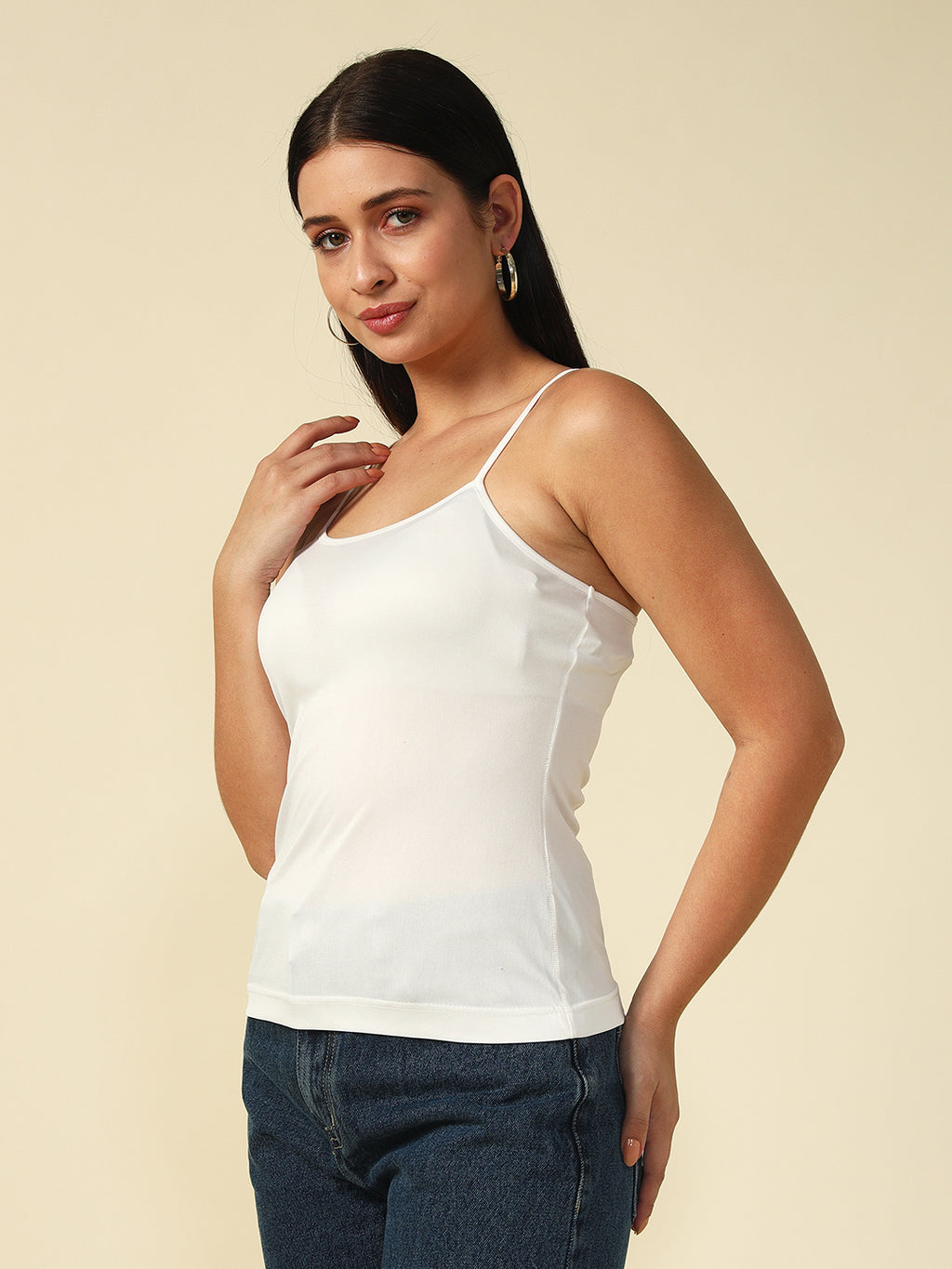 White Effortless Layers, Infinite Looks Cami Off-shoulder Top