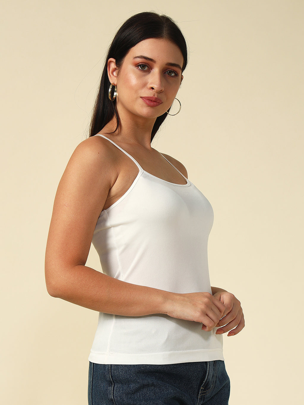 White Effortless Layers, Infinite Looks Cami Off-shoulder Top