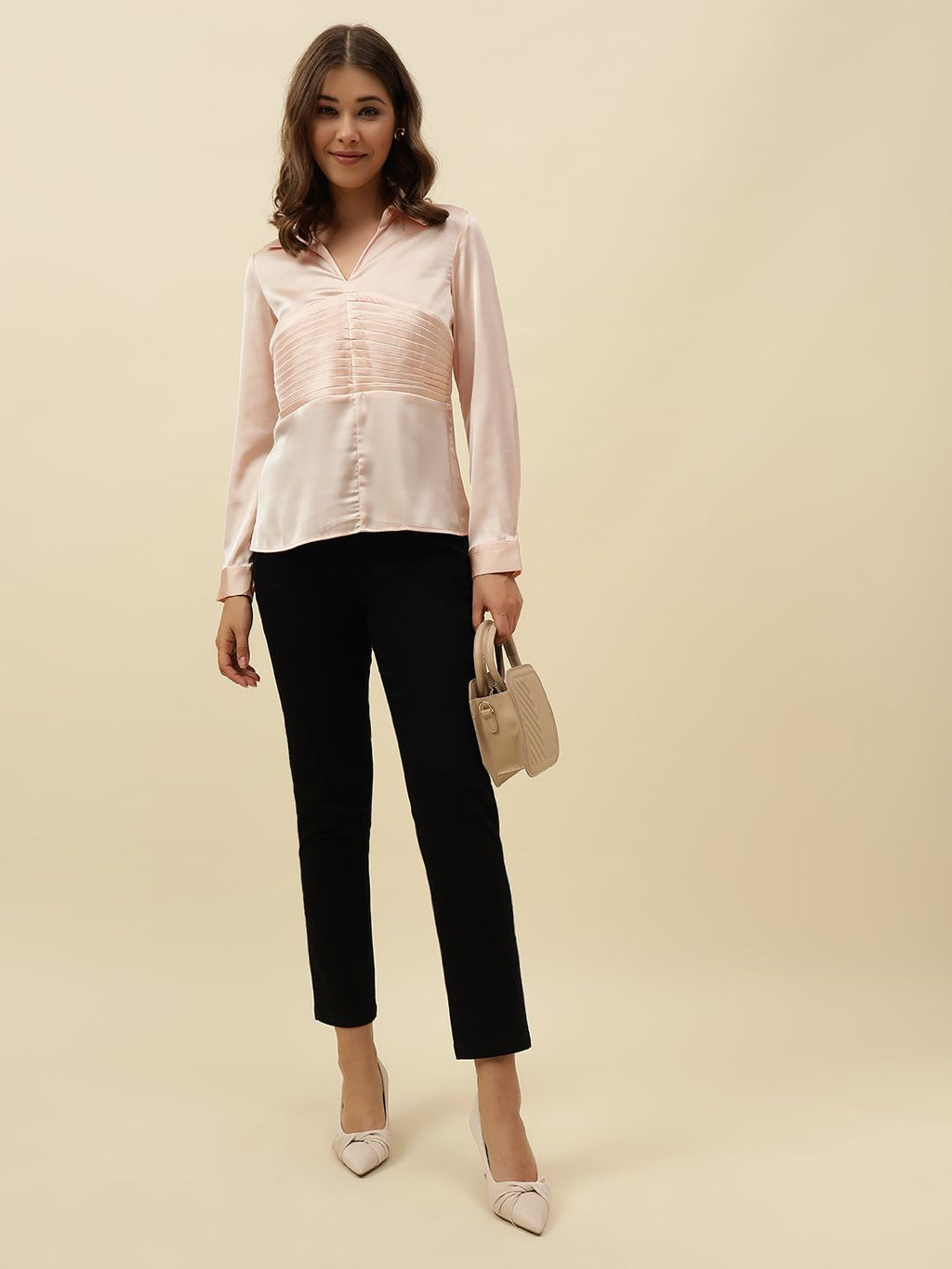 Peach Puff Blouson  V-neck Top Beatnik