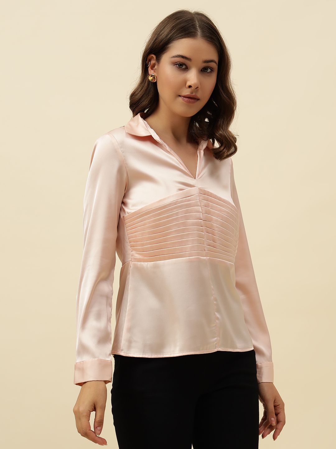 Peach Puff Blouson  V-neck Top Beatnik