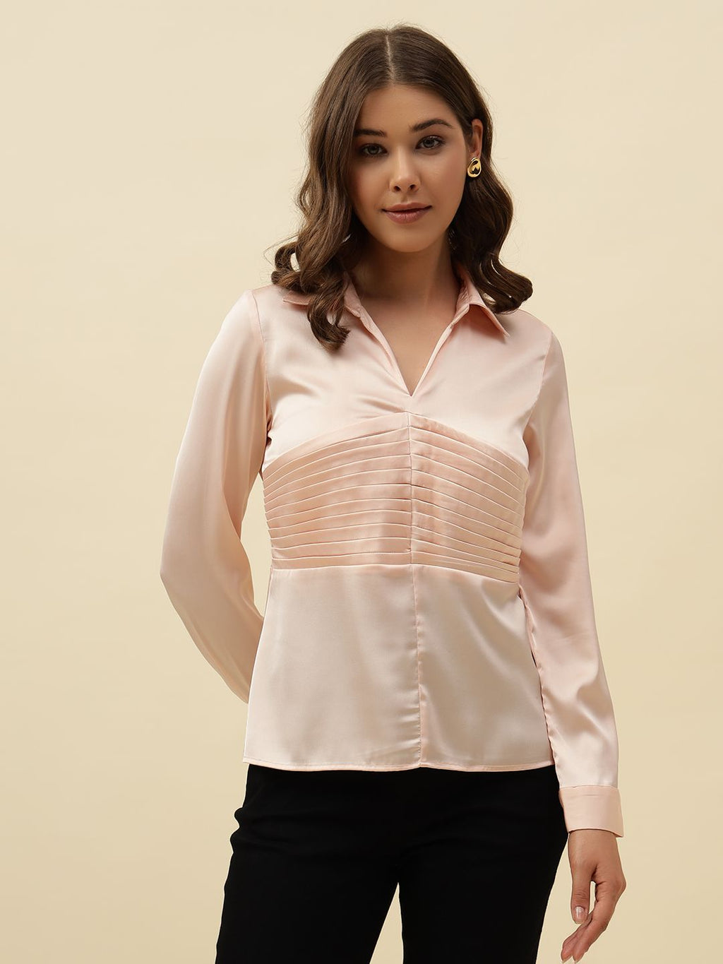 Peach Puff Blouson  V-neck Top Beatnik