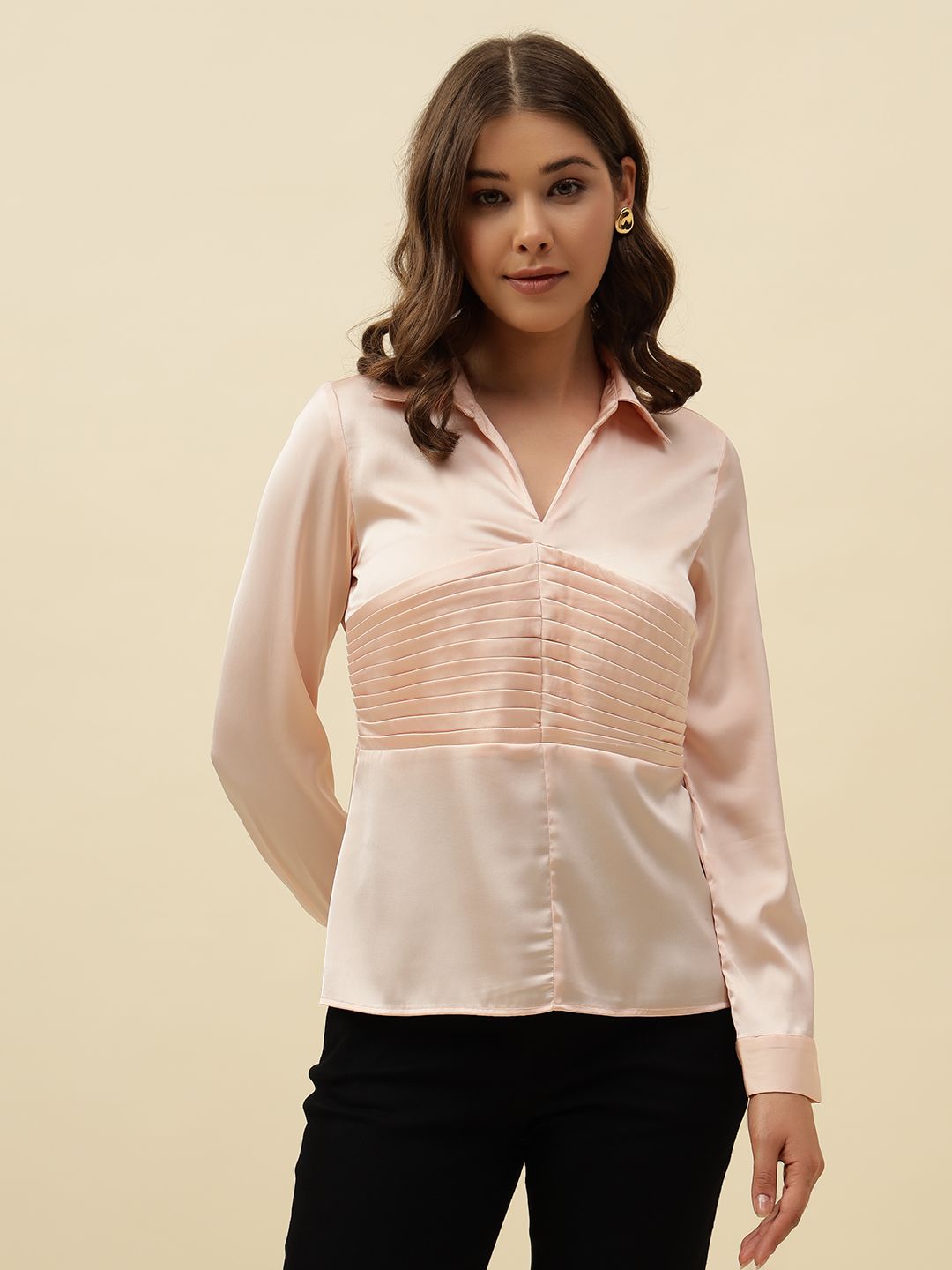 Peach Puff Blouson  V-neck Top Beatnik