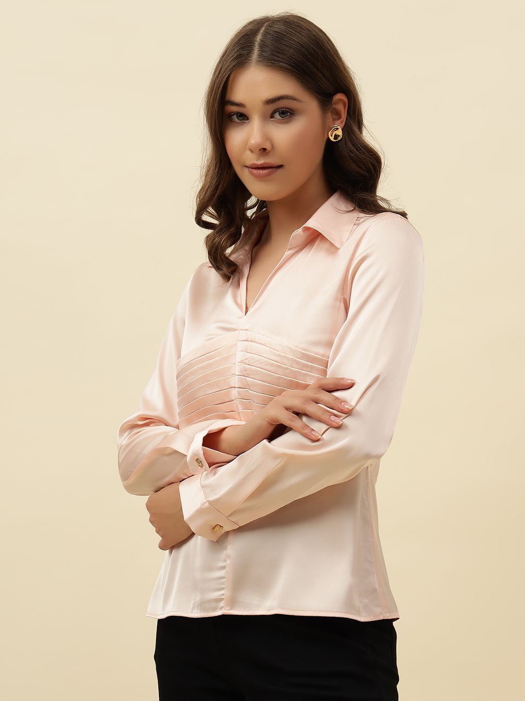 Peach Puff Blouson  V-neck Top Beatnik