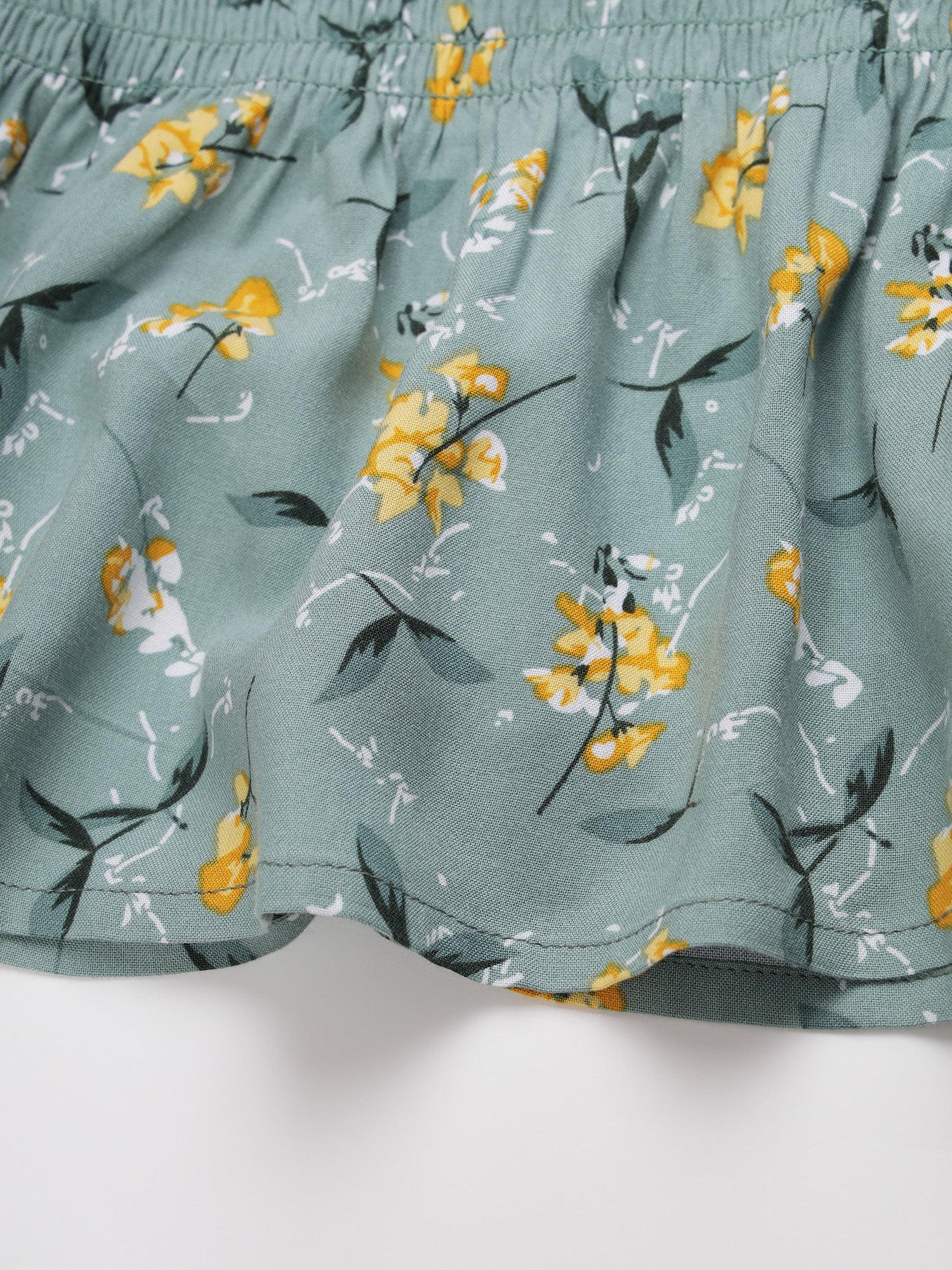 Beatnik Smocked Ruffled Printed Rayon Wrap Top Beatnik India
