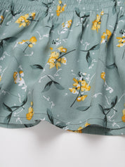 Beatnik Smocked Ruffled Printed Rayon Wrap Top Beatnik India