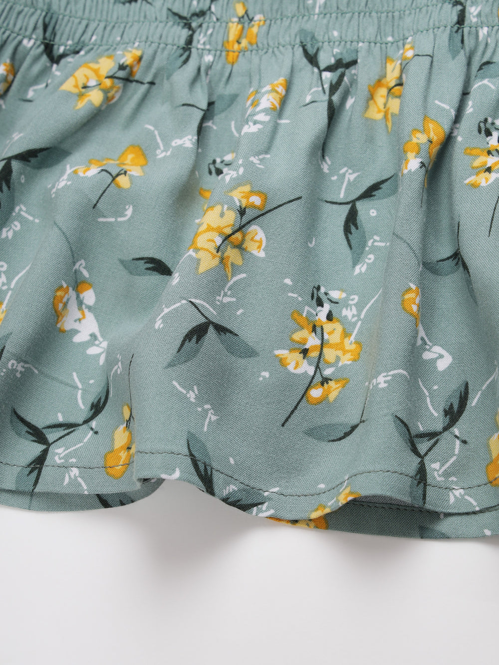 Beatnik Smocked Ruffled Printed Rayon Wrap Top Beatnik India