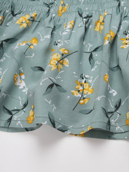 Beatnik Smocked Ruffled Printed Rayon Wrap Top Beatnik India