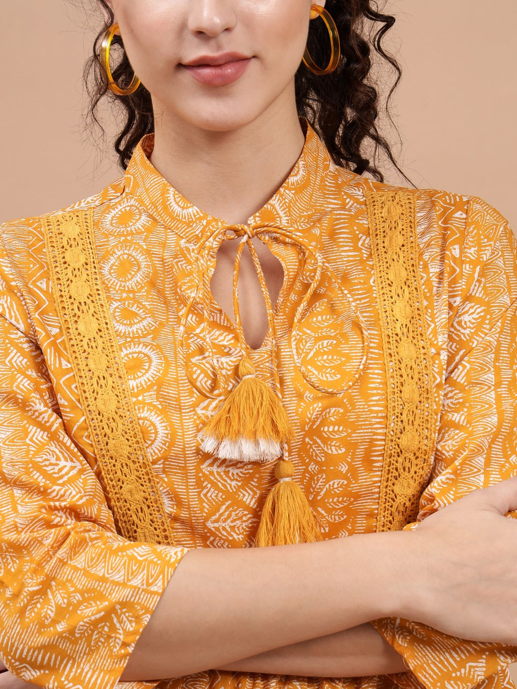 Beatnik Tunic With Lace and Tassels Women Top Beatnik India