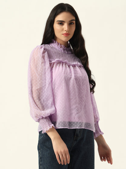 Self Design elegant Dobby Smoking Violet Top