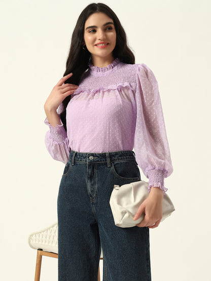 Self Design elegant Dobby Smoking Violet Top