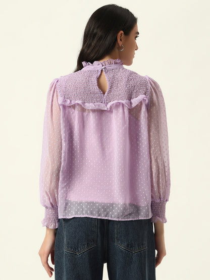 Self Design elegant Dobby Smoking Violet Top