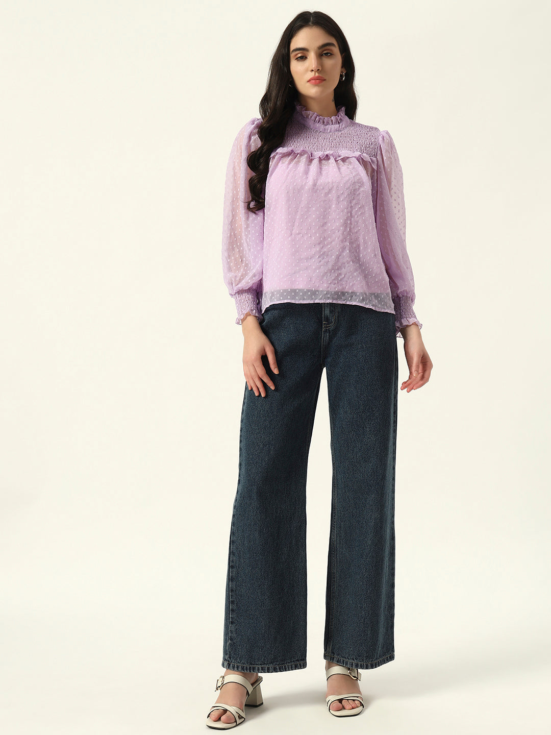 Self Design elegant Dobby Smoking Violet Top