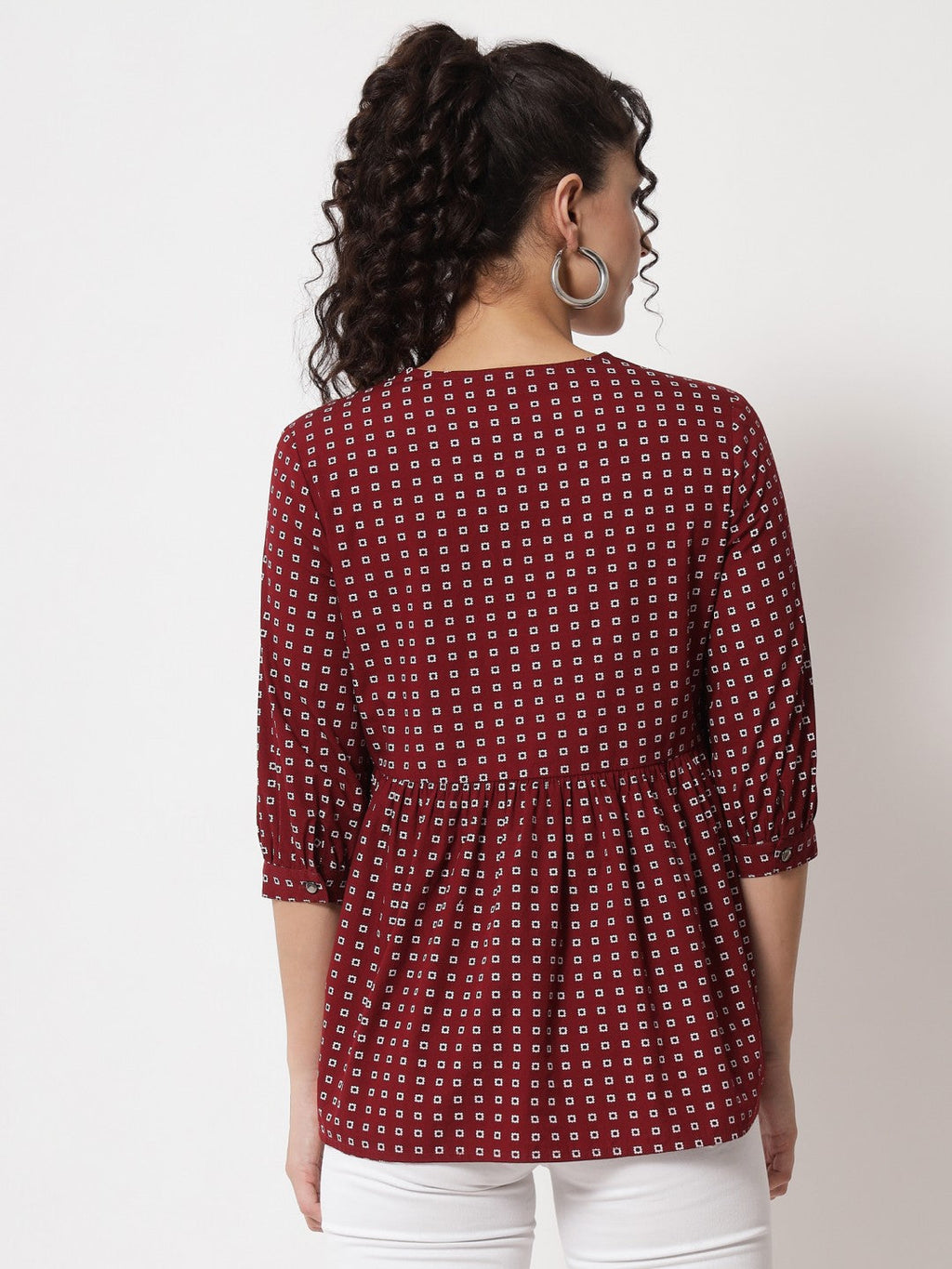 Beatnik Peplum Woven Hip Length Tops Beatnik India