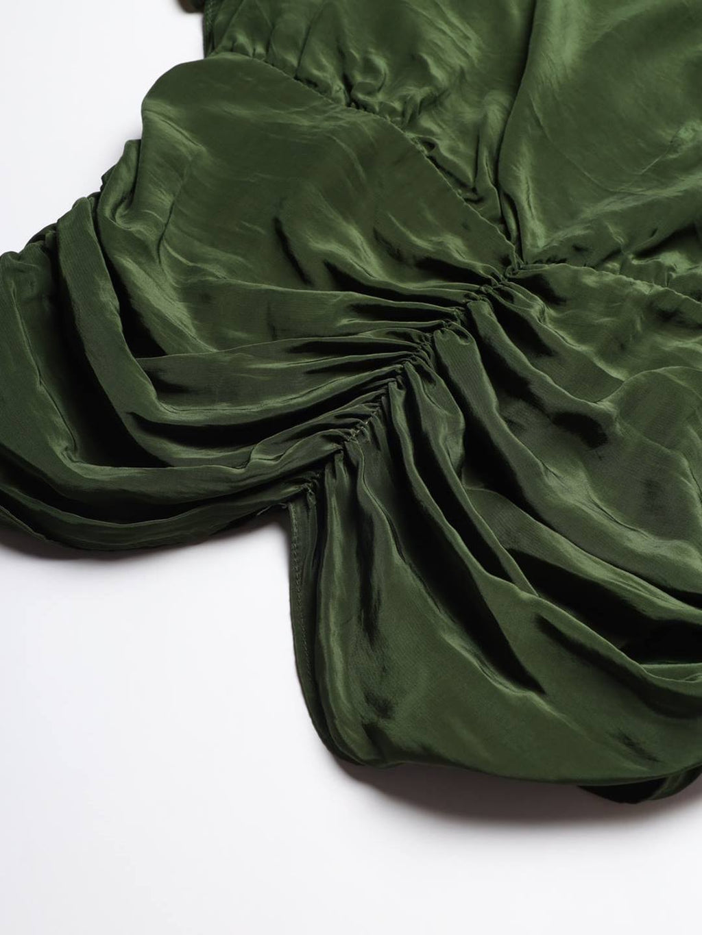 Beatnik Flutter Sleeve V neck Dark Olive Green Top Beatnik India