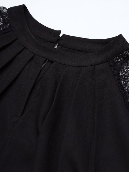 Beatnik Black Peasant  Womens Top Beatnik India