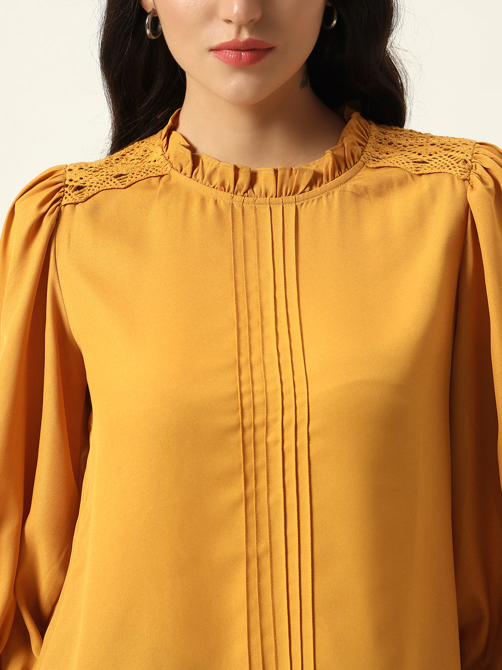 Beatnik Solid Full Sleeve Mustard Women Top