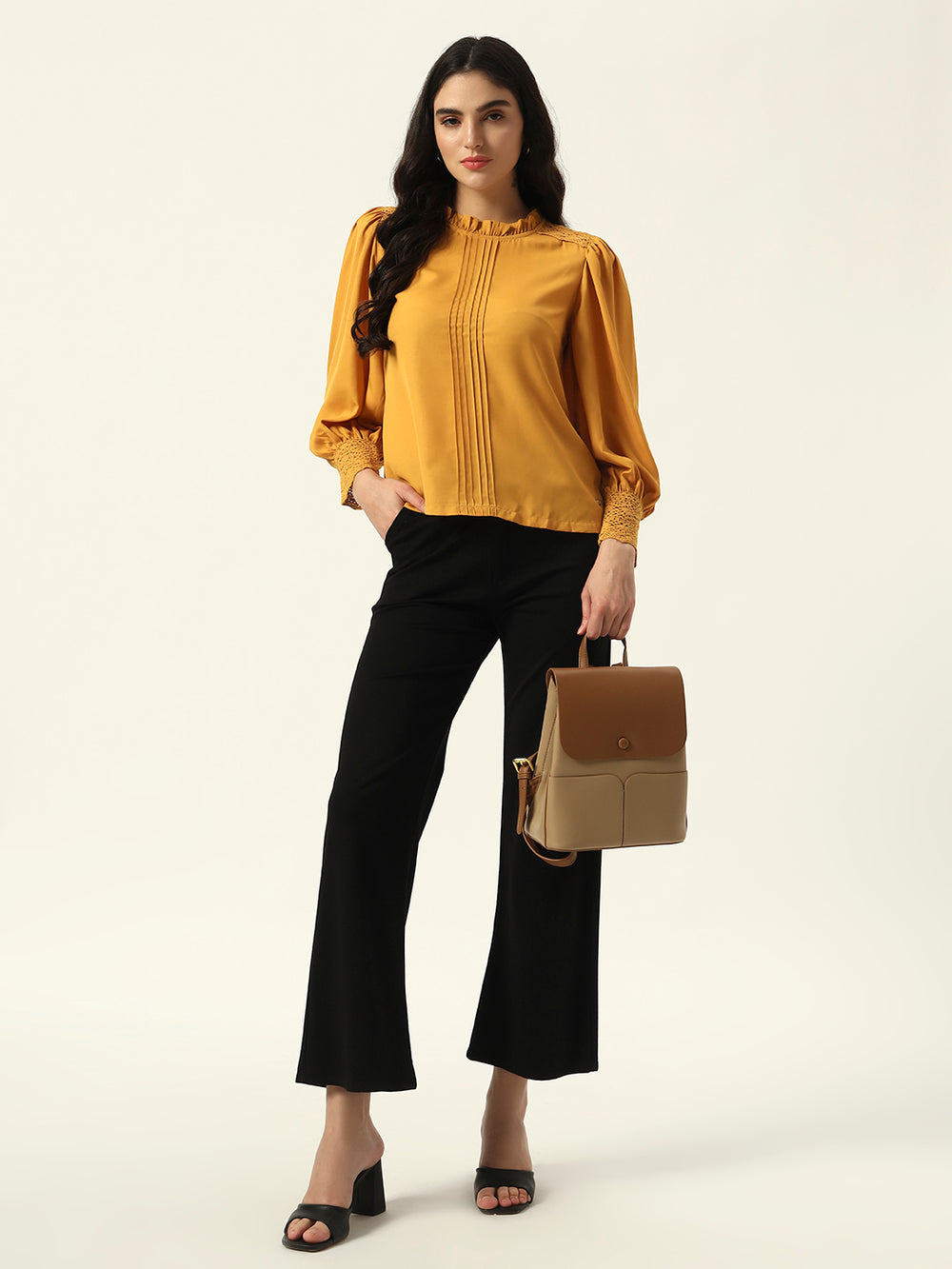 Beatnik Solid Full Sleeve Mustard Women Top
