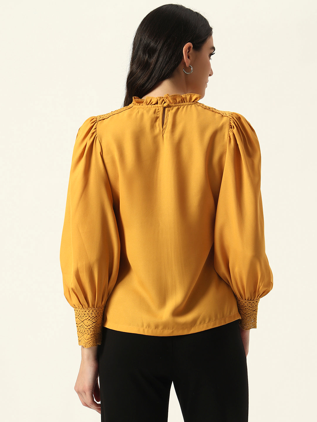 Beatnik Solid Full Sleeve Mustard Women Top