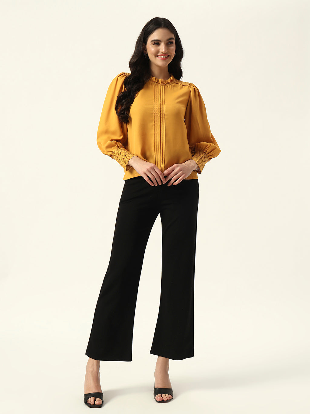 Beatnik Solid Full Sleeve Mustard Women Top