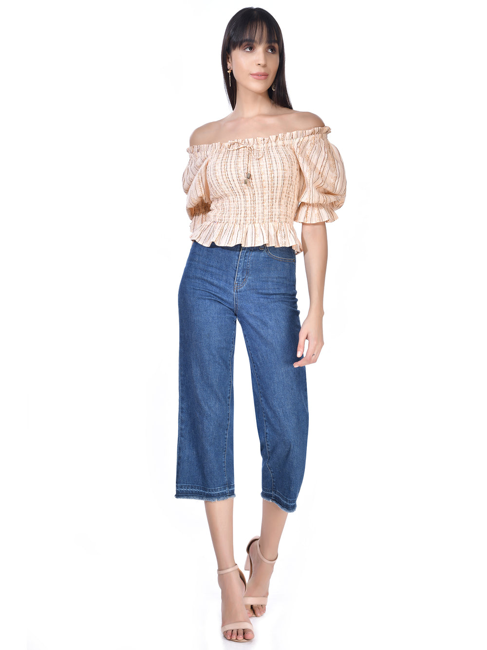 Beatnik Printed Casual Wear Short Sleeve Crop Tops Top Beatnik India