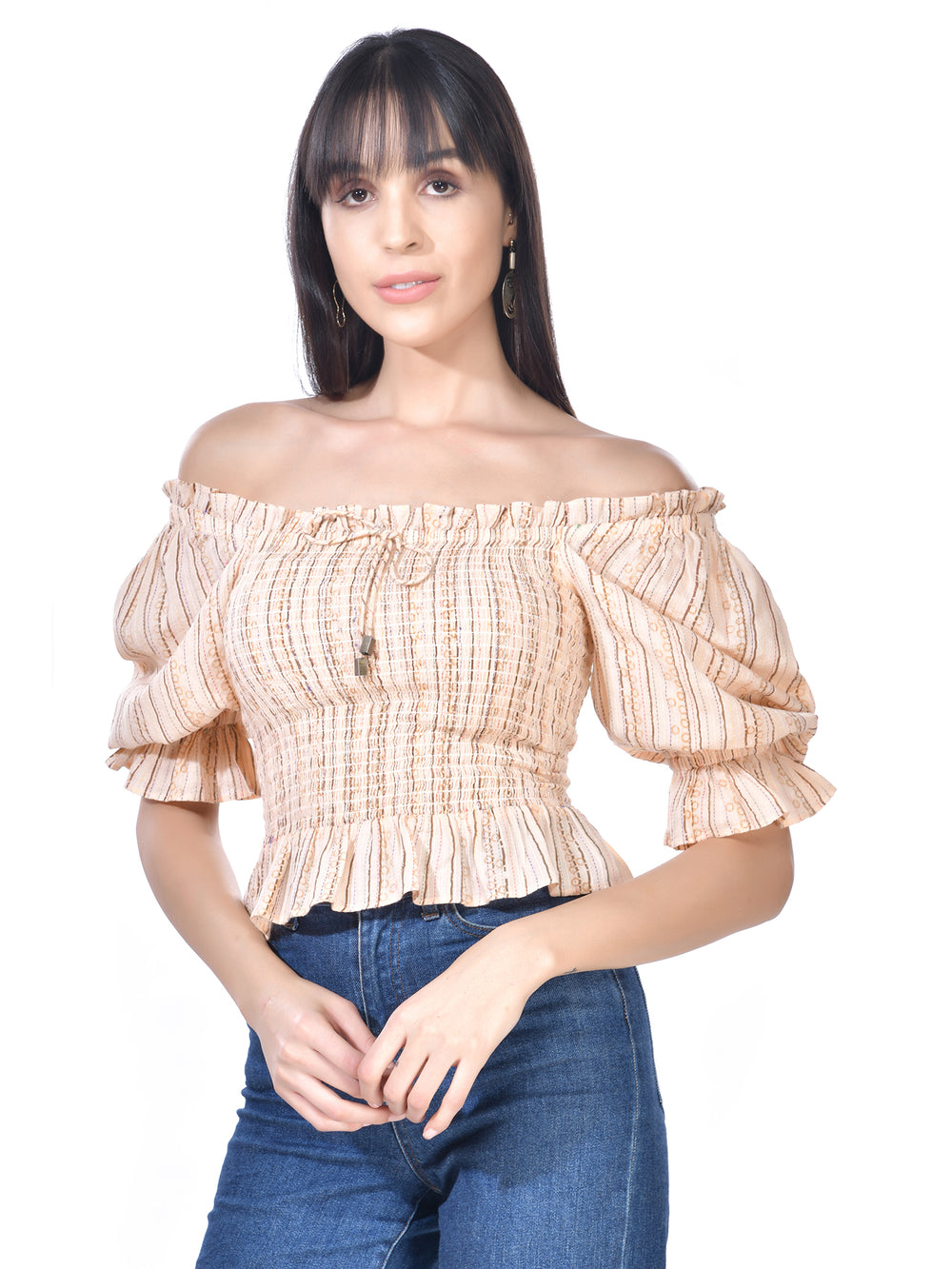 Beatnik Printed Casual Wear Short Sleeve Crop Tops Top Beatnik India