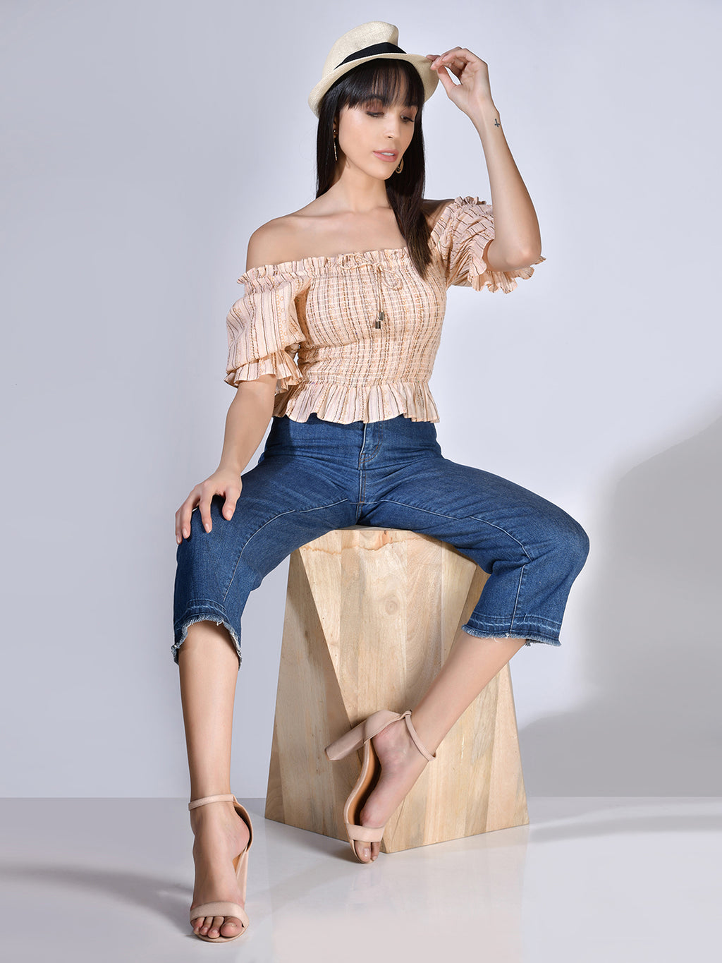 Beatnik Printed Casual Wear Short Sleeve Crop Tops Top Beatnik India