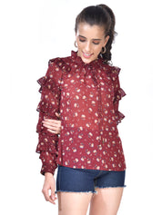 Beatnik Printed Casual Wear Full Sleeve A-line Tops Top Beatnik India