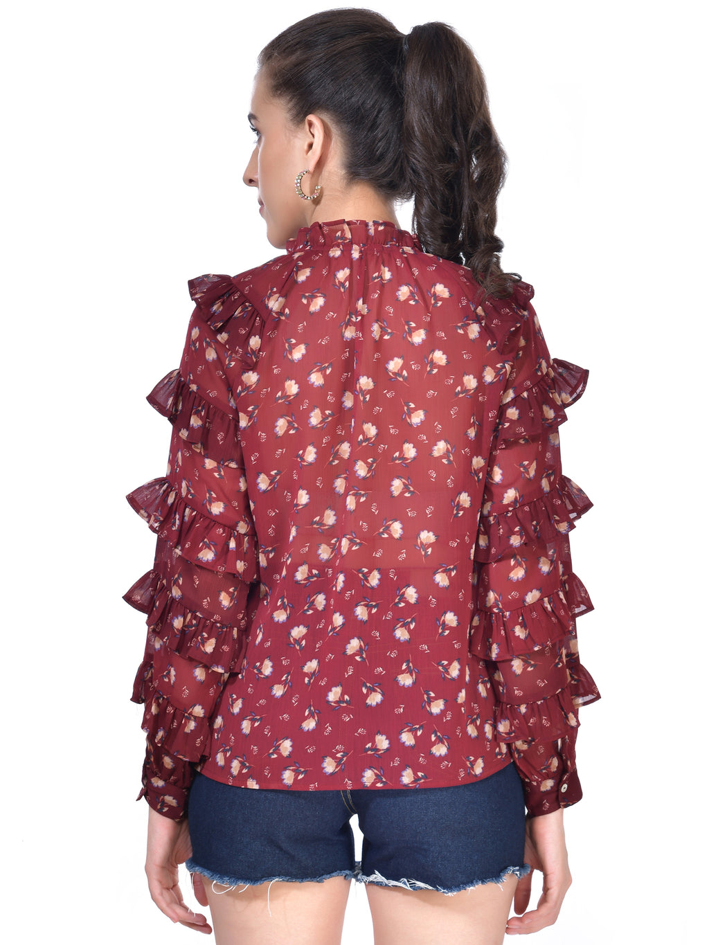 Beatnik Printed Casual Wear Full Sleeve A-line Tops Top Beatnik India