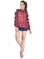 Beatnik Printed Casual Wear Full Sleeve A-line Tops Top Beatnik India