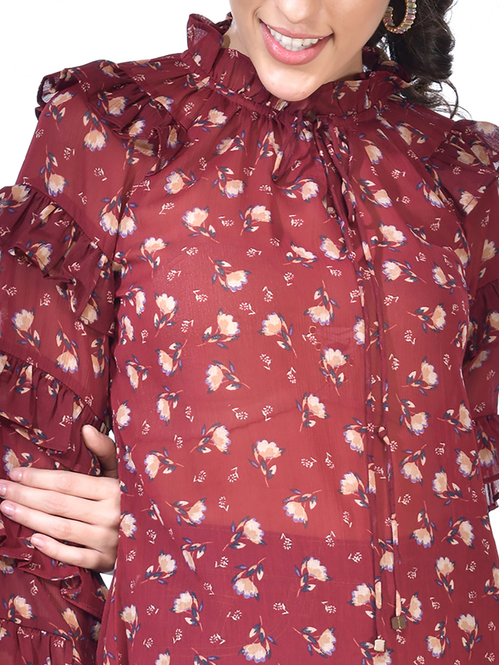 Beatnik Printed Casual Wear Full Sleeve A-line Tops Top Beatnik India