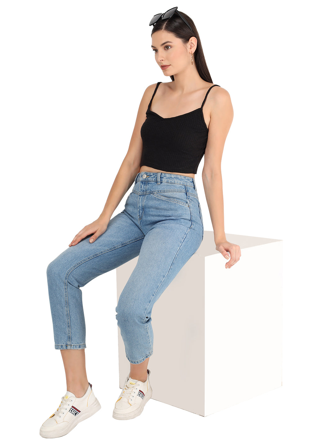 Beatnik Solid Casual Wear Sleeveless Crop Tops Top Beatnik India