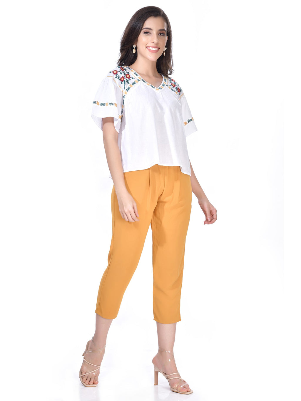 Multicolor Embroidered Summer Blouson Crop Tops Beatnik India