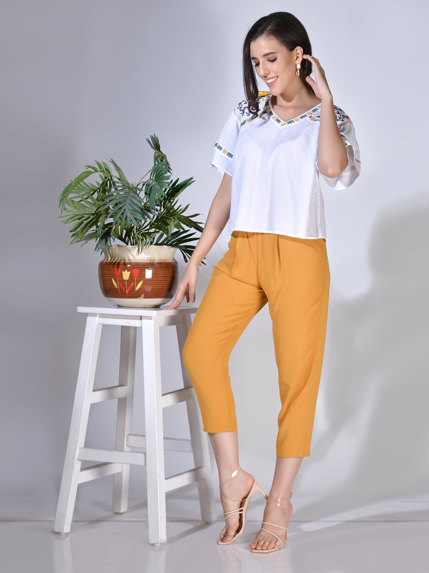 Multicolor Embroidered Summer Blouson Crop Tops Beatnik India