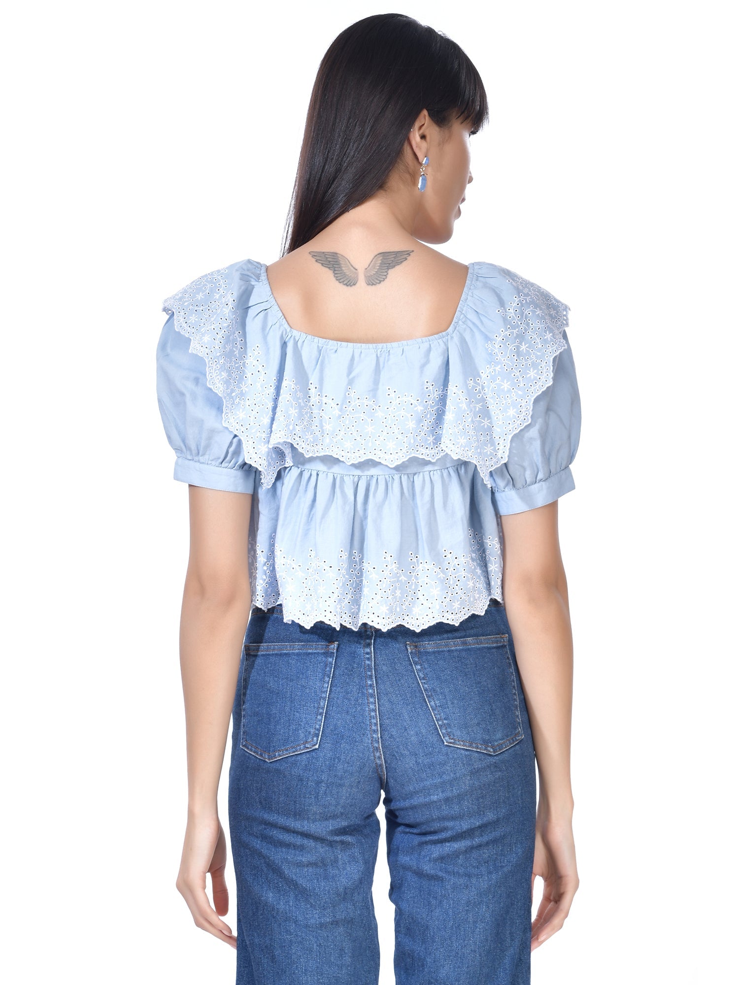 Beatnik Sky Blue Layered  Womens Top Beatnik India