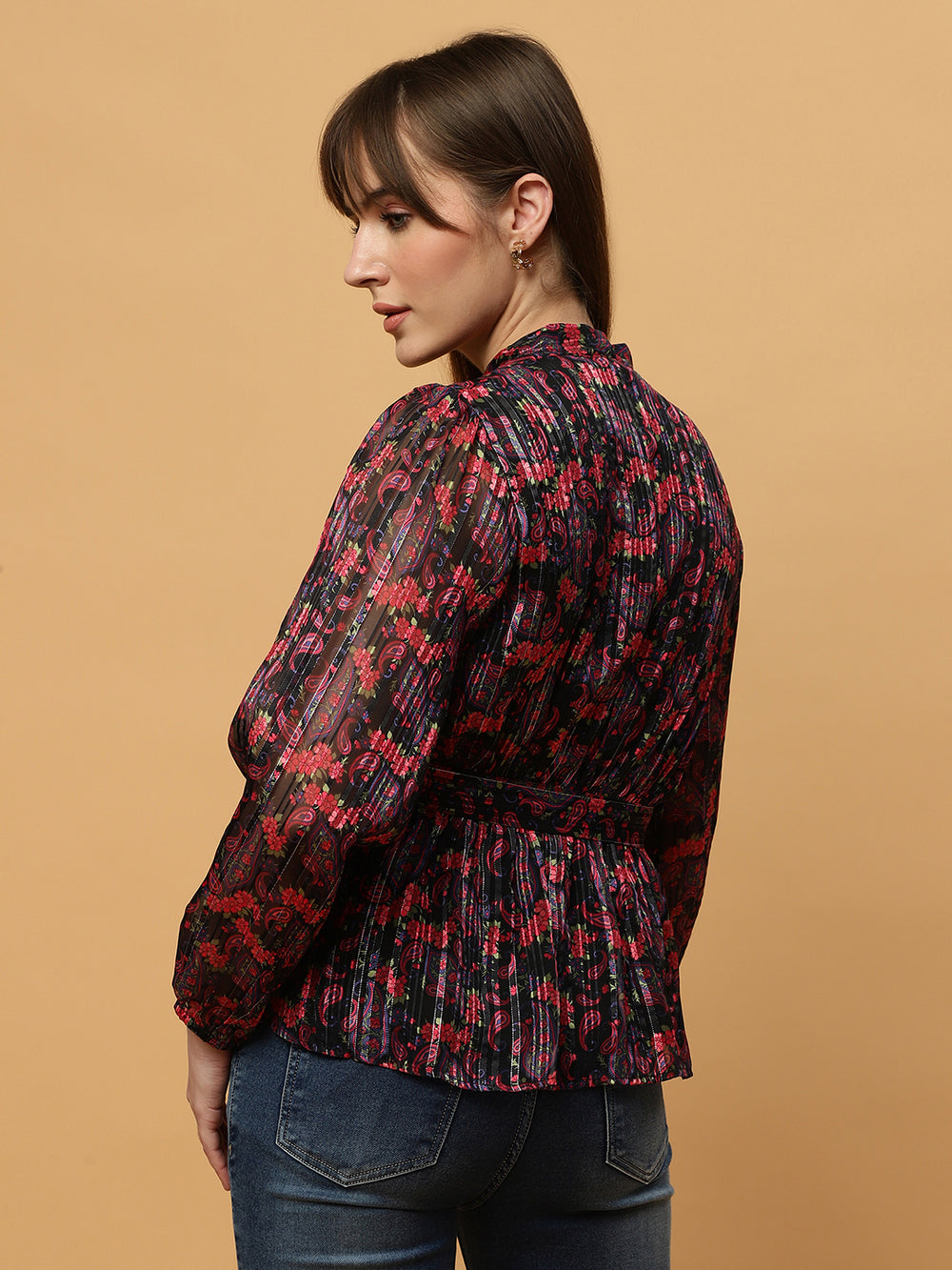 Beatnik Lurex V neck Peplum Top Beatnik India