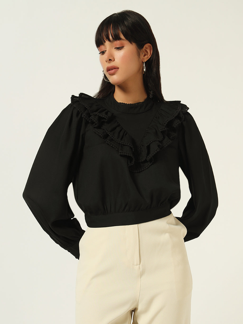 Beatnik Crop Solid Womens Top