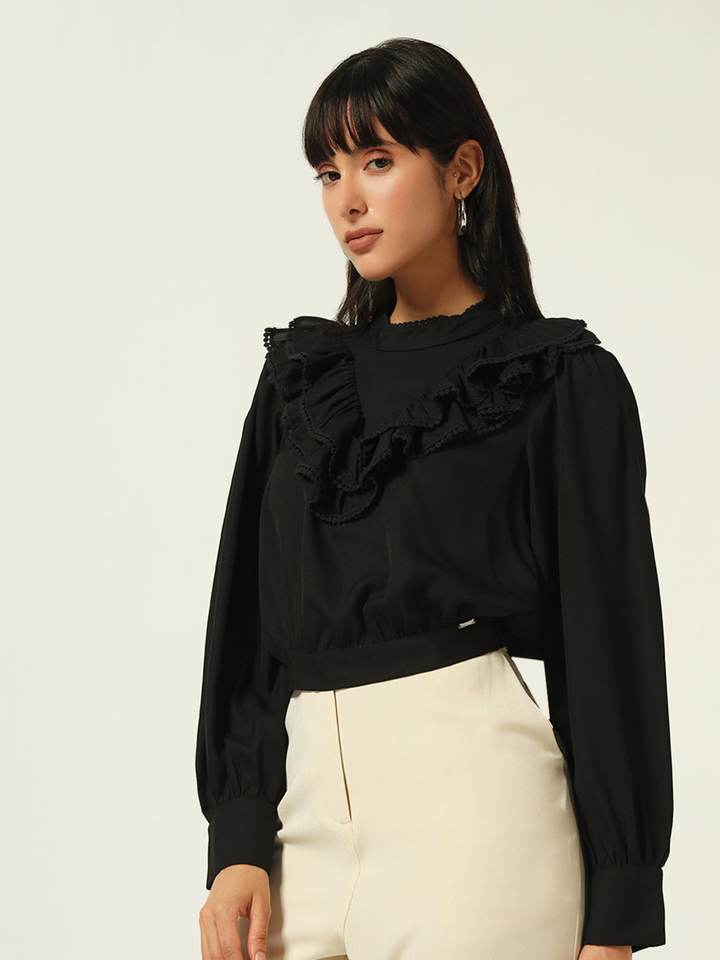 Beatnik Crop Solid Womens Top