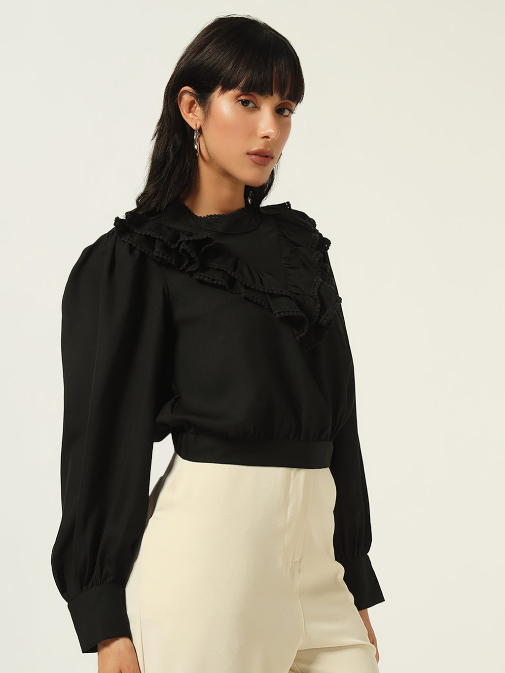 Beatnik Crop Solid Womens Top