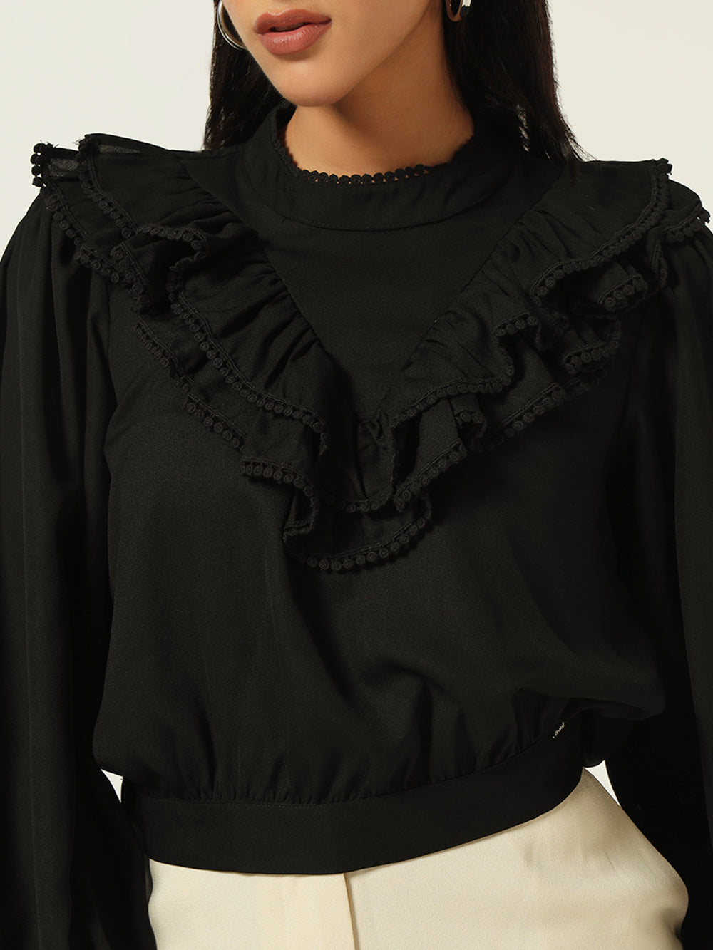 Beatnik Crop Solid Womens Top