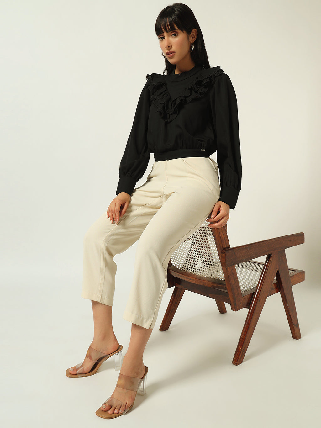 Beatnik Crop Solid Womens Top