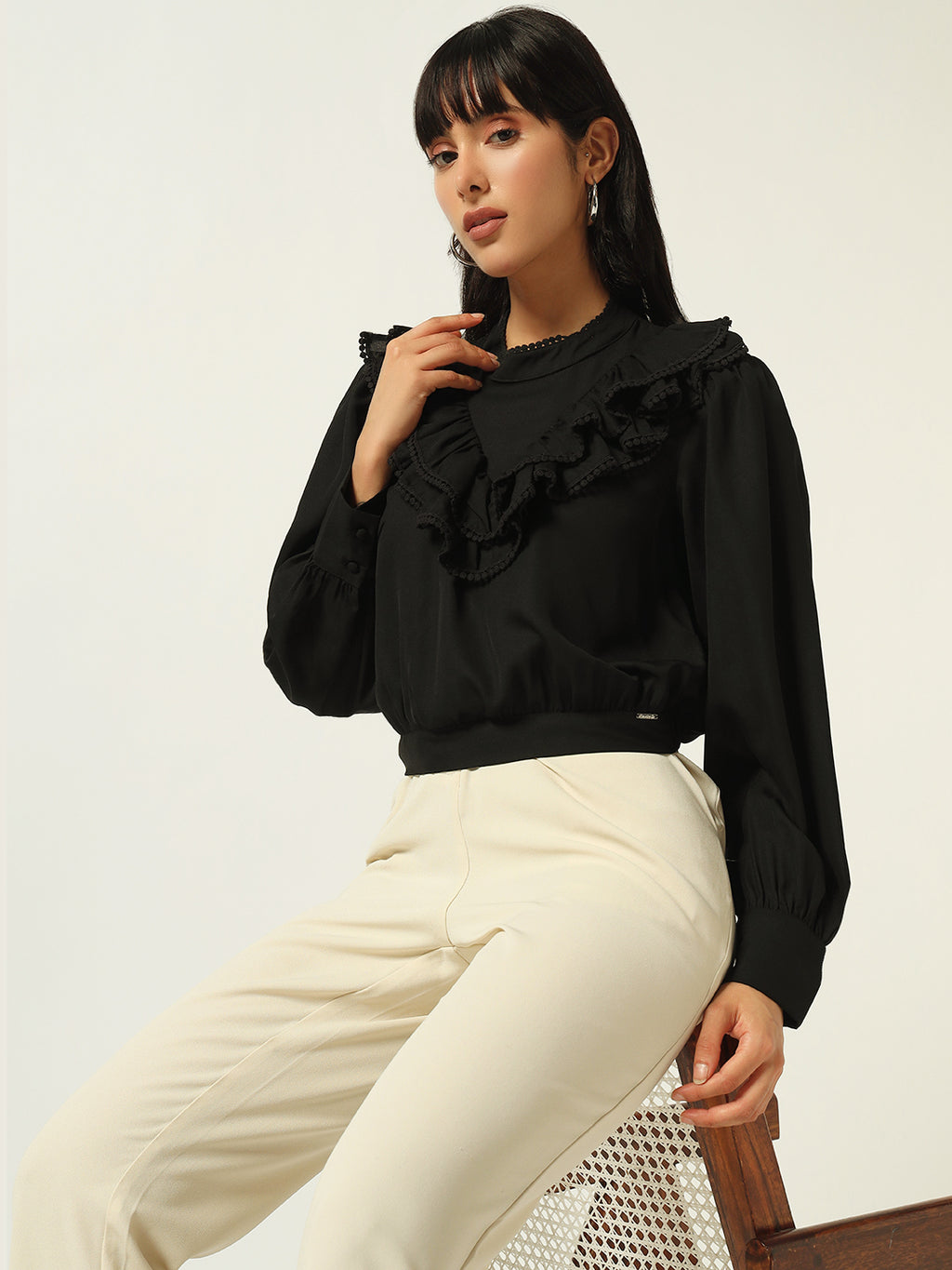 Beatnik Crop Solid Womens Top