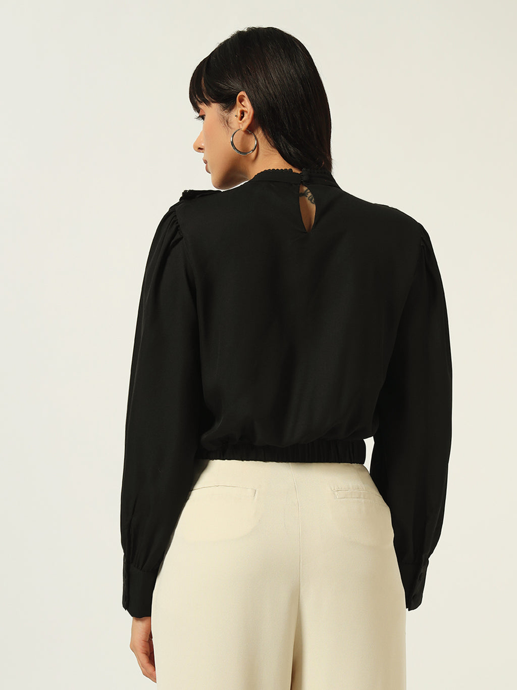 Beatnik Crop Solid Womens Top