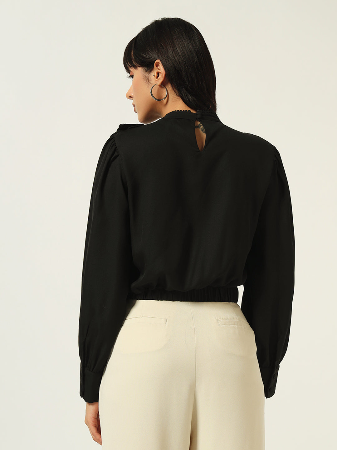 Beatnik Crop Solid Womens Top