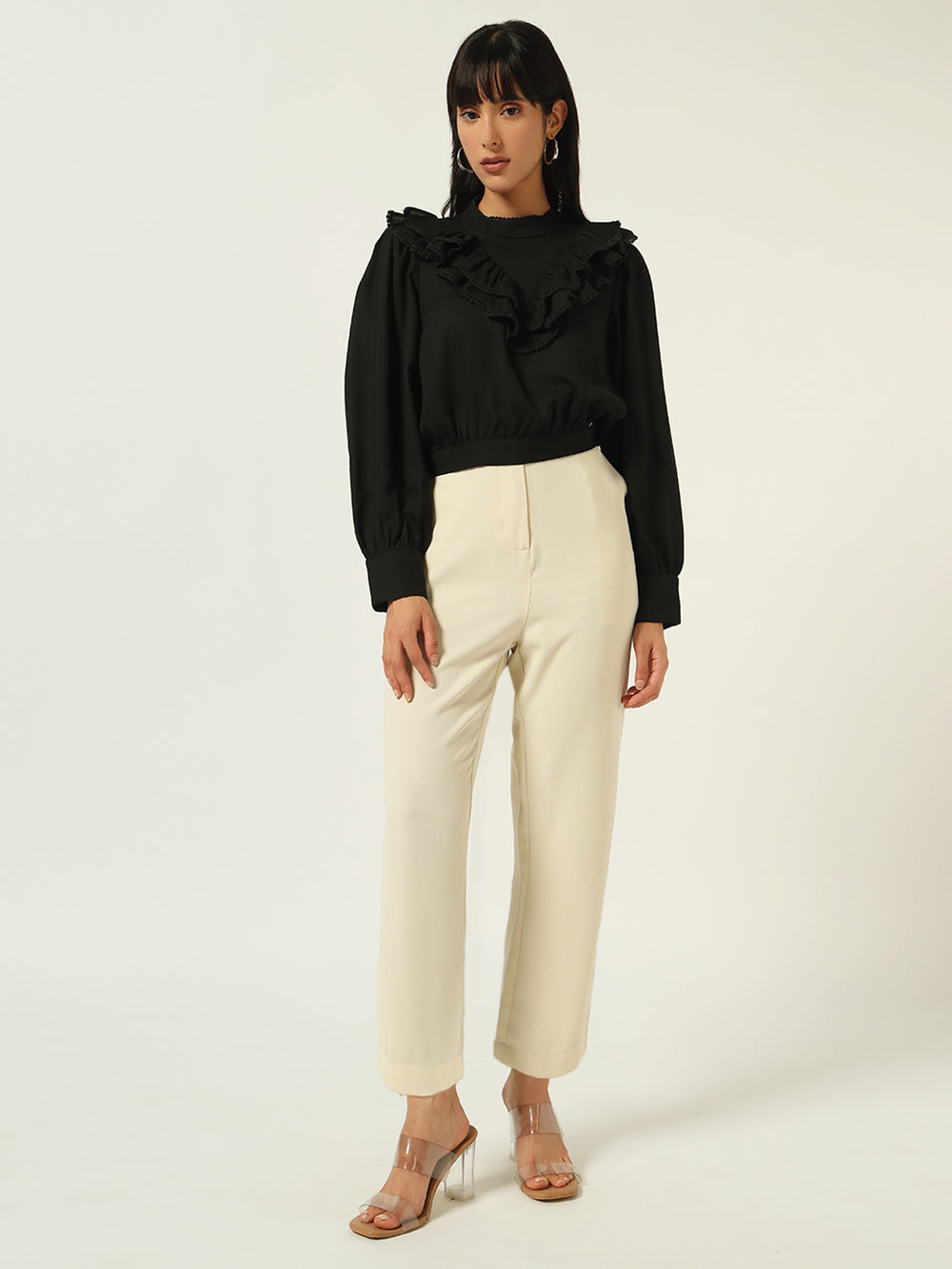 Beatnik Crop Solid Womens Top
