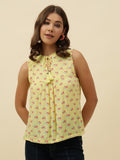 Beatnik Cotton Round Neck Yellow Womens Top Beatnik India