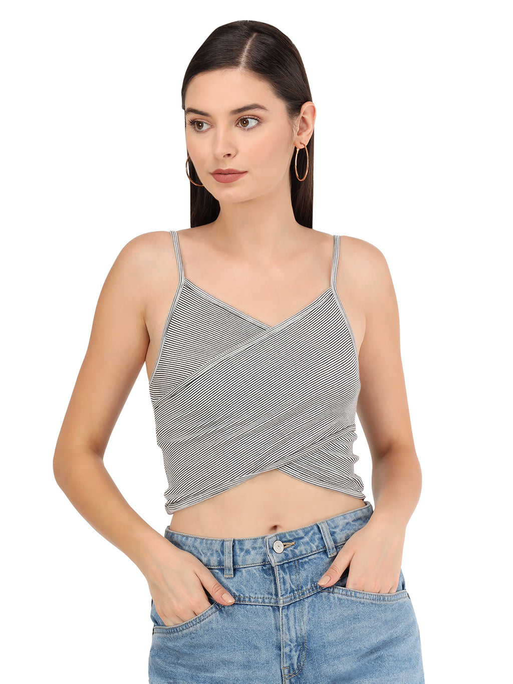 Beatnik Viscose V-neck Grey Womens Top