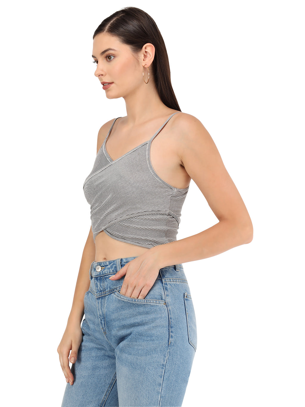 Beatnik Viscose V-neck Grey Womens Top