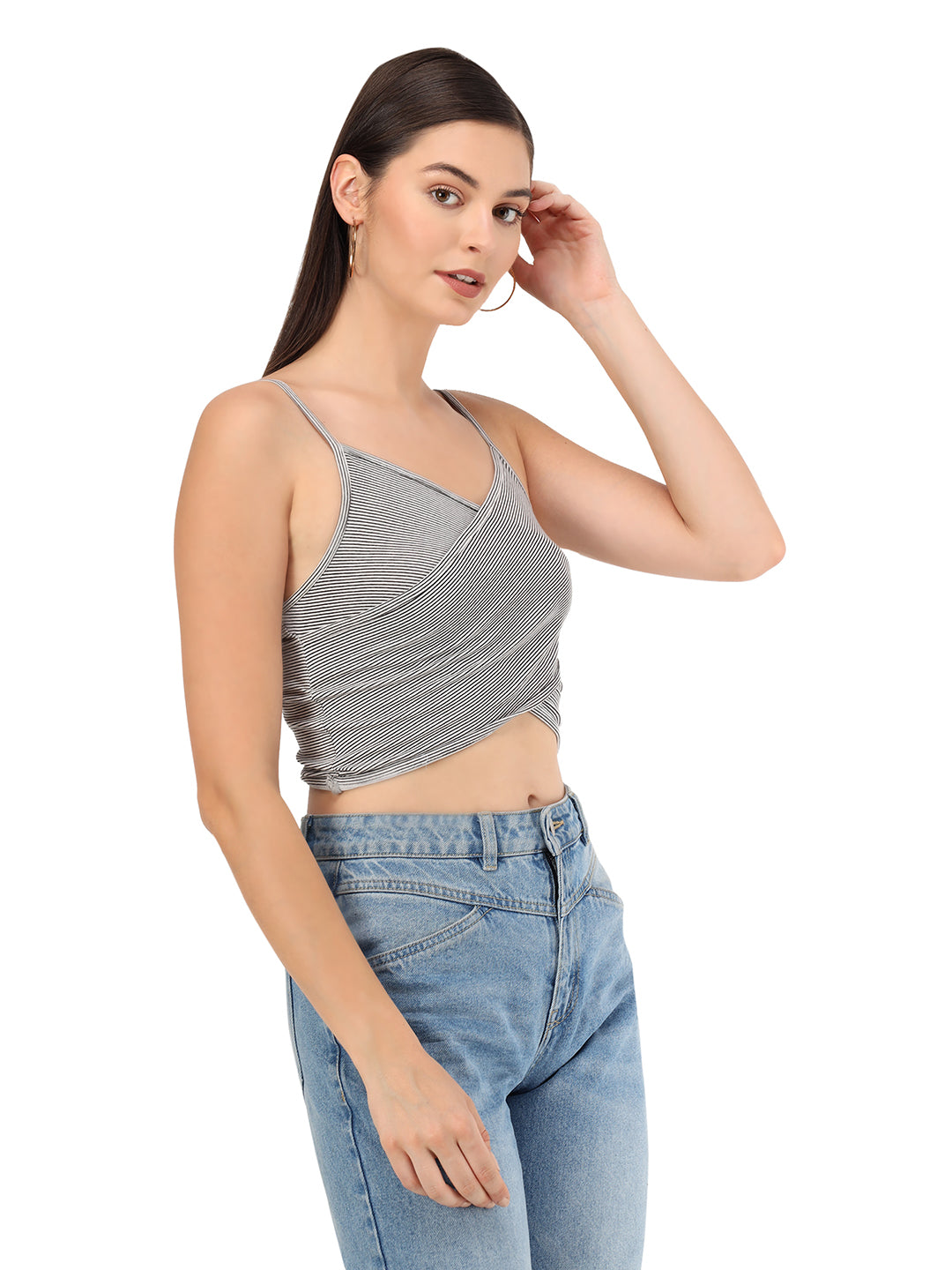 Beatnik Viscose V-neck Grey Womens Top