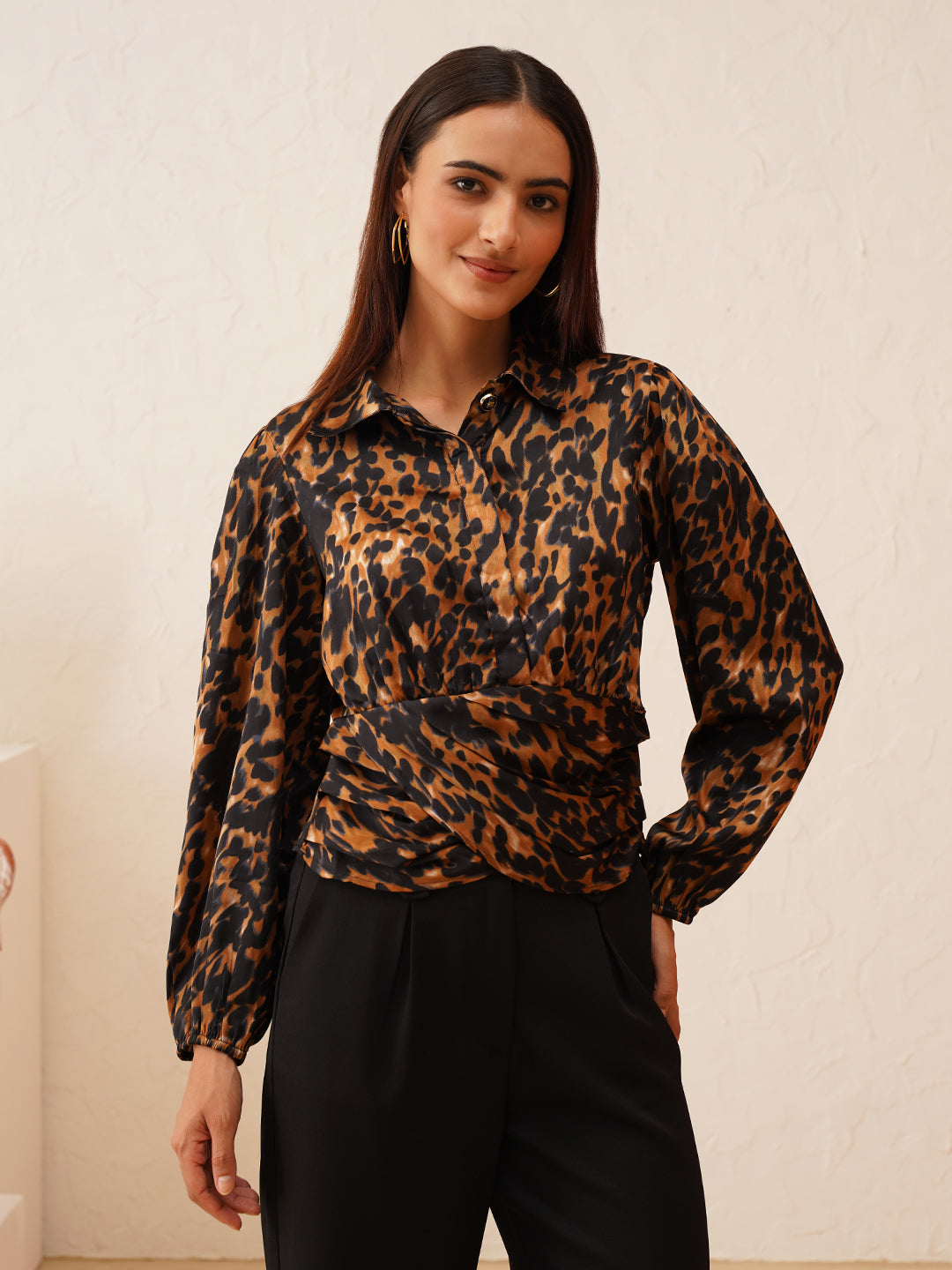 Beatnik Bold Animal Print Elegant Crop Womens Top Beatnik India