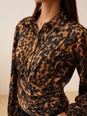Beatnik Bold Animal Print Elegant Crop Womens Top Beatnik India